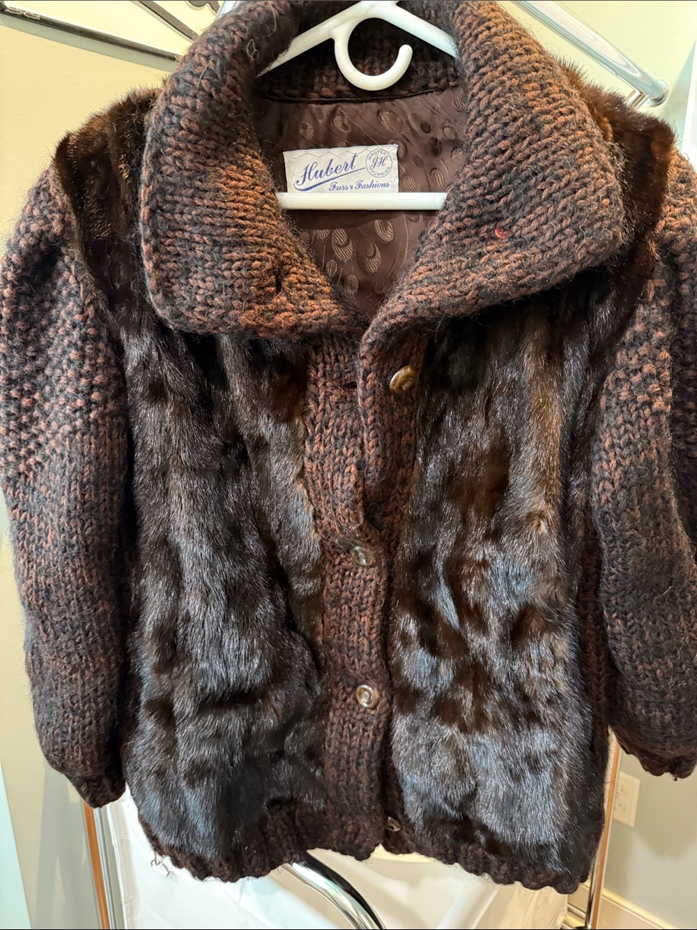 Hubert Custom-made Mink Fur & Knit Brown Coat